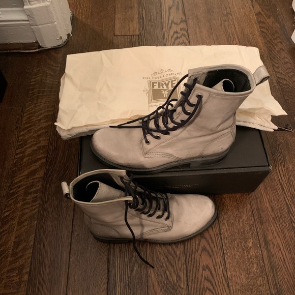 Frye Veronica Combat Boots (Grey) - Picture 4 of 6